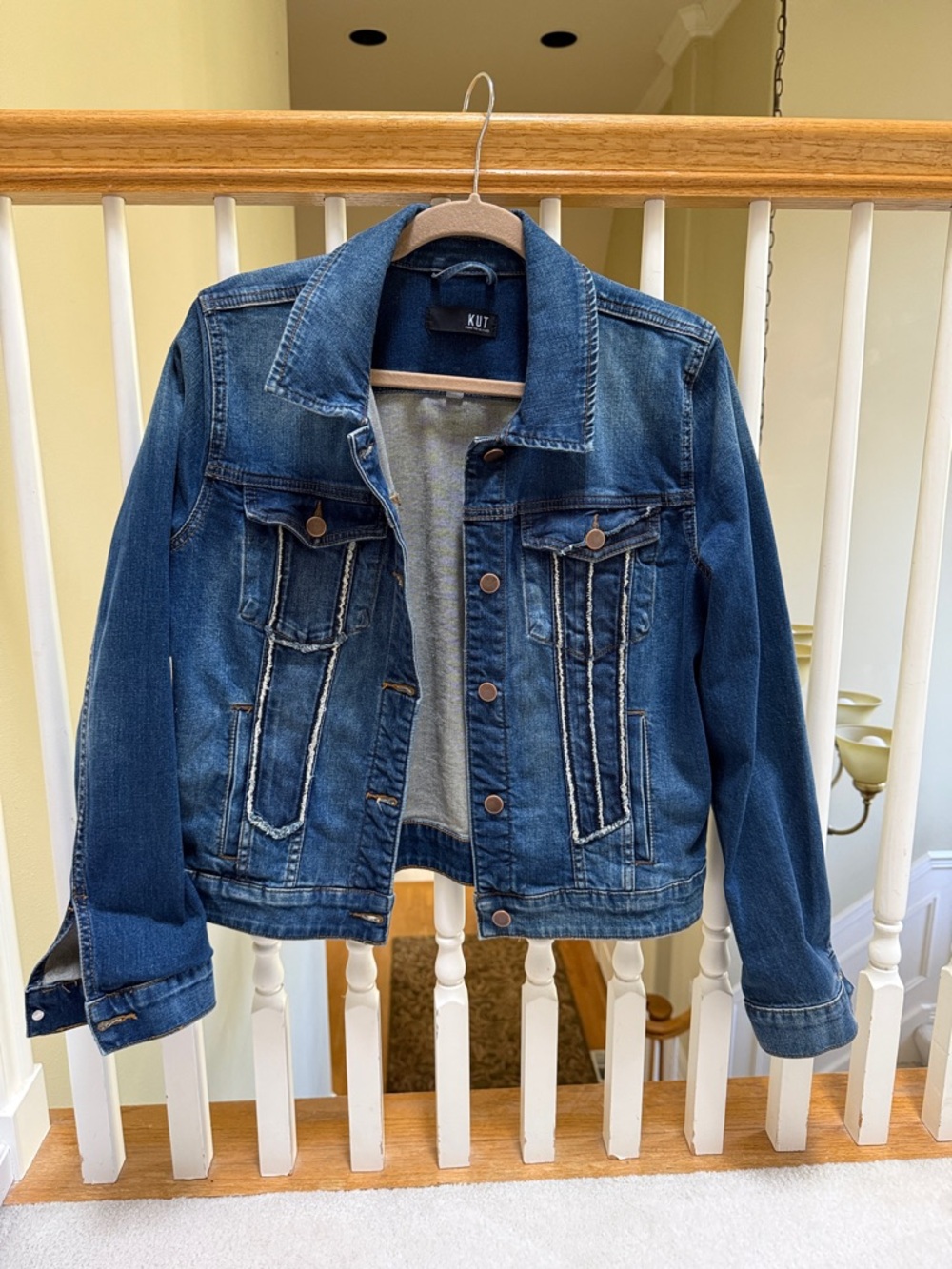 Kut from the Kloth Blue Denim Jacket with Contrast Stitching